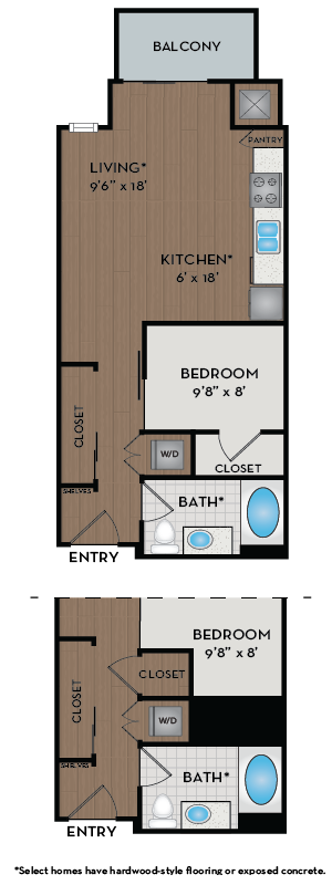 A diagram shows the layout of a home with a living room, kitchen, bedroom, bathroom, and closet.